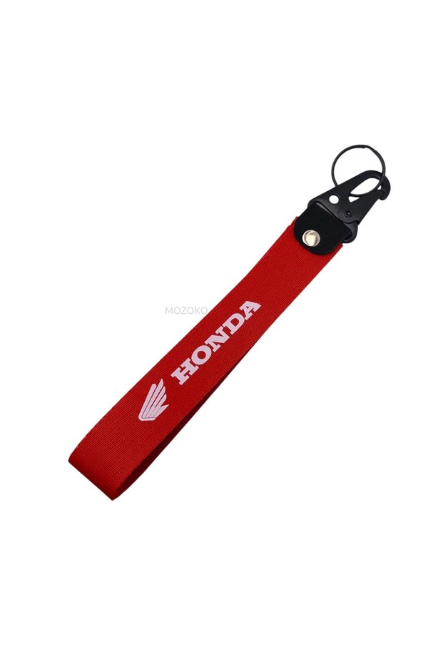 High-Quality Honda Compatible Red Fabric and Metal Keychain, Stylish Motor Keychain with Metal Clip