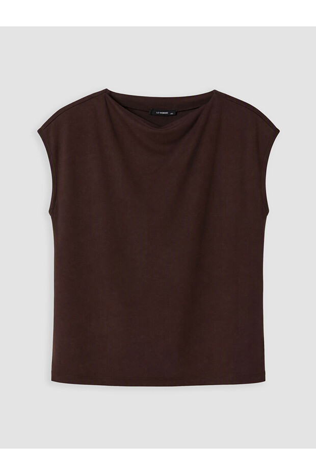 Brown Plus Size Flowy Collar Soft Touch Blouse