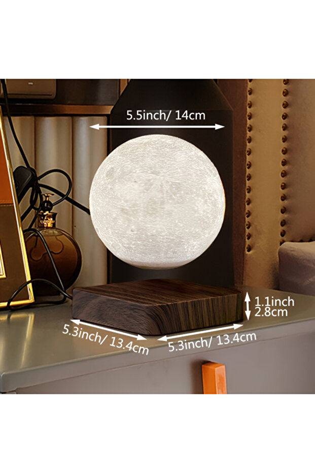 EU moon light Levitating Moon Magnetic Floating Night Light, 3 Colors Temperature, Creative Table 3D