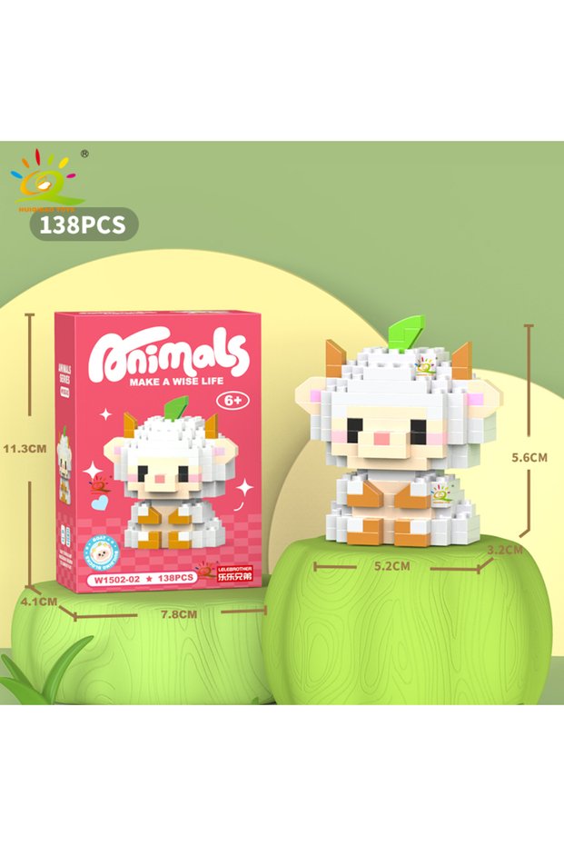 NO.2 HUIQIBAO Mini Cute Anima Micro Building Blocks 3D Diamond Model LION Bricks DIY City Constructi