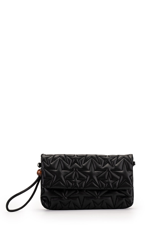 Star Pattern Clutch Women's Crossbody Bag with Wrist Strap Picasso Black