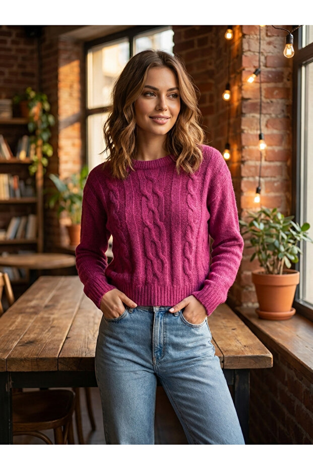Oversized Cable Knit Mock Neck Sweater | Cozy Soft-Touch Pullover