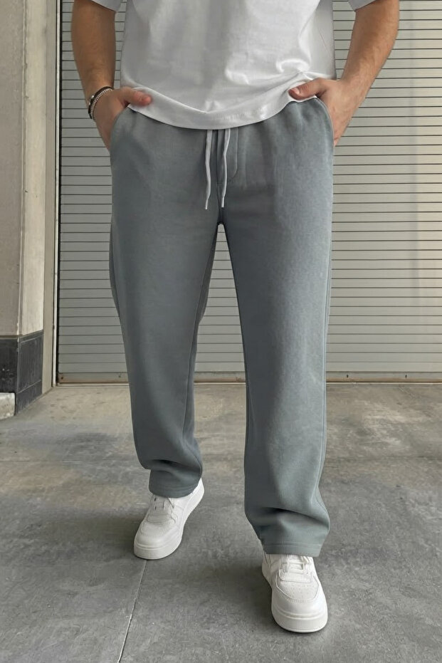 Men's Baggy Sweatpants 3 Thread Oversize Straight Leg with Back Pockets