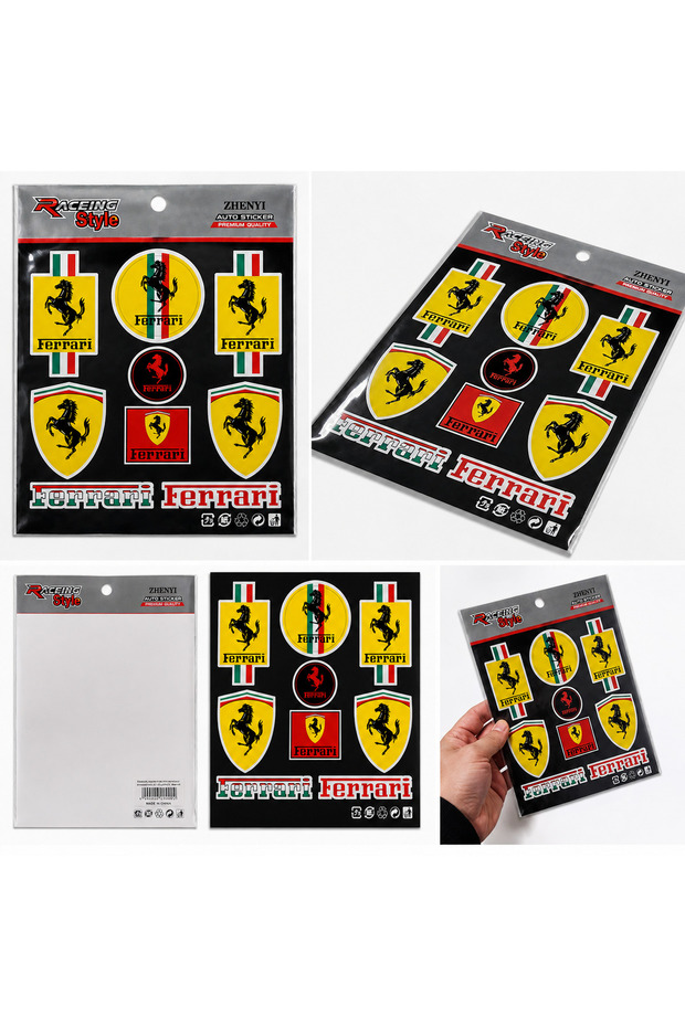 Ferrari themed mixed sticker set - decorative sticker set for automobiles and motorcycles