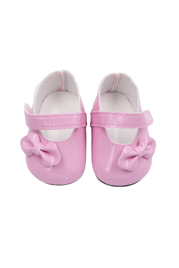 pink Hot Sale 7cm Bow-knot Doll Shoes For 18Inch American Dolls Pu Leather Shoes Fit 43cm New Baby