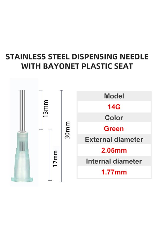 13mm 14G 100pcs 100pcs 13mm Dispensing Needle Glue Needle 0.5 Inch Suitable for All Glues Liquid Sol