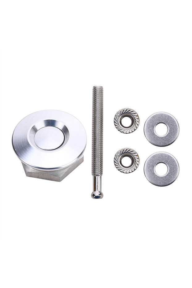 Silver 30mm Universal 22mm Car Push Button Bonnet Hood Pin Lock Clip Kit Quick Release Latch Engine