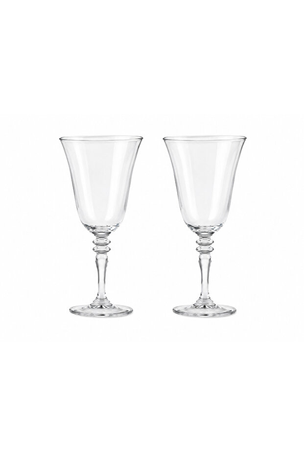 Set of 2 Transparent Glass Stemmed Goblet Tableware Presentation Cups
