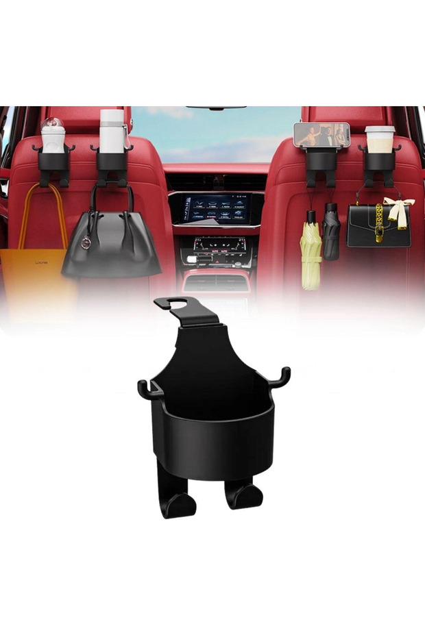 Plastic Cup Holder with Seat Back Hanger, Bag, Phone, and Tablet Holder Bx40