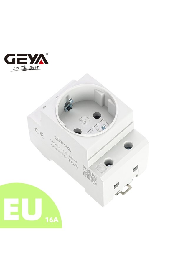 EU(GE) no Shutter GEYA Din Rail Socket Modular Type AC Power Socket Plug EU/FR/US/UK/IT Standard 16A