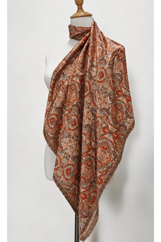 Organic Cotton Patterned Scarf Women's Square Ethnic Patterned Colorful Scarf