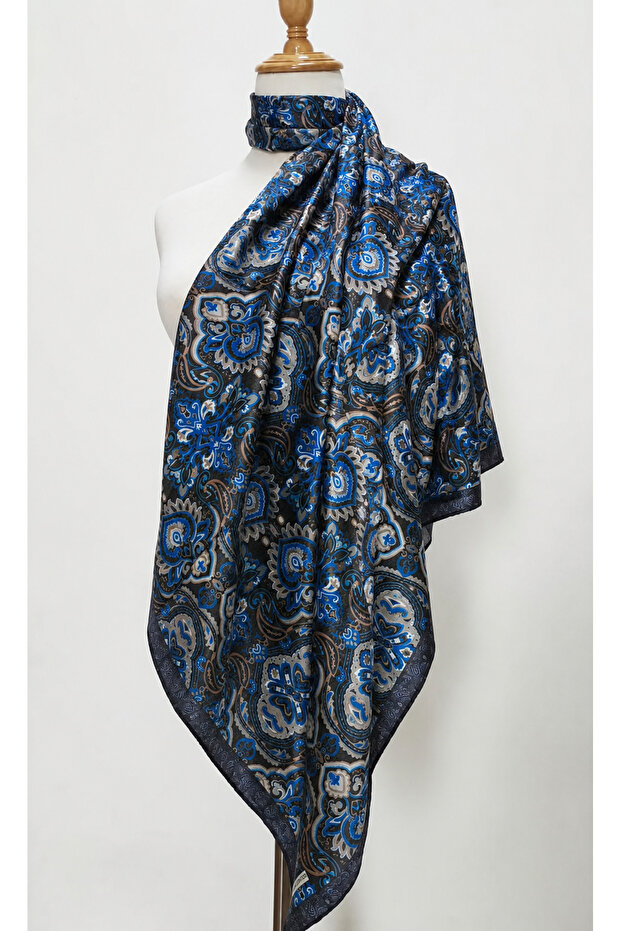 Organic Cotton Patterned Scarf Women's Square Ethnic Patterned Colorful Scarf
