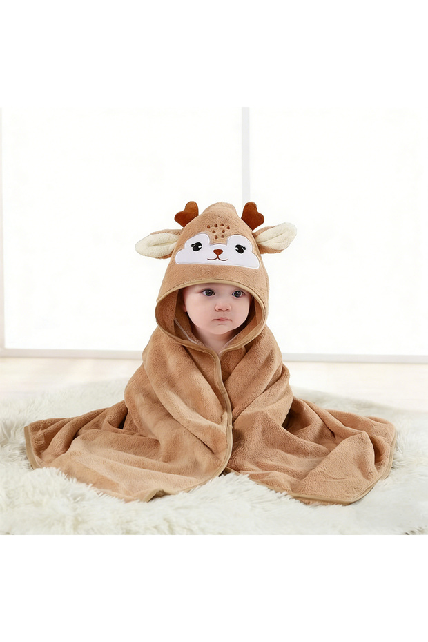 Open Eyes, Everyone Baby Animal-Shaped Bathrobe, Quick-Absorbing Soft Hooded Bath Towel, Baby Wrap B