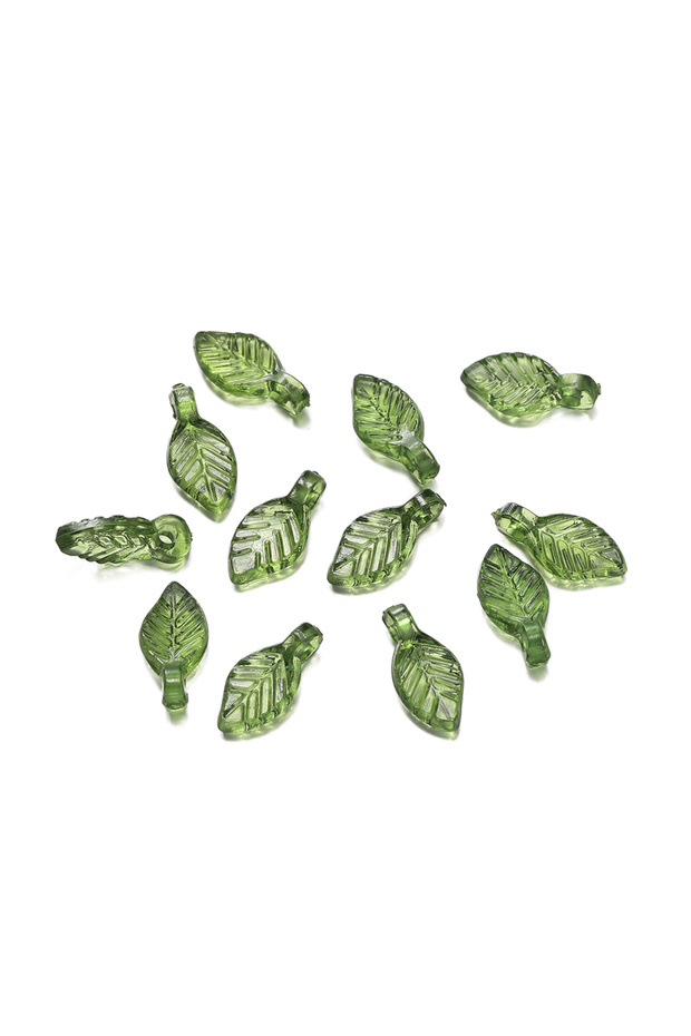 Dark green 100pcs Acrylic Leaf Shaped Charms Colored Leaves Spacer Beads for DIY Necklaces Bracelets