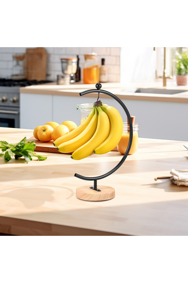 black Banana Holder Moon Shape Banana Hanger Rack Hook Creative Draining Accessories Holder Fruit St