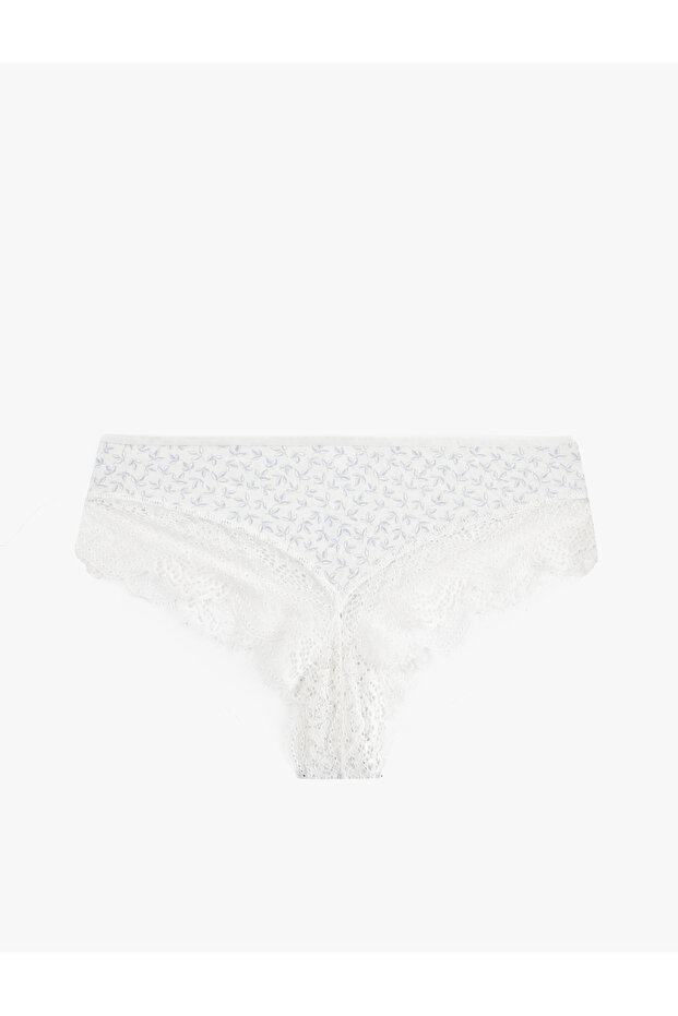 Normal Waist Cotton Comfortable Fit Patterned Lace Brazilian Panties