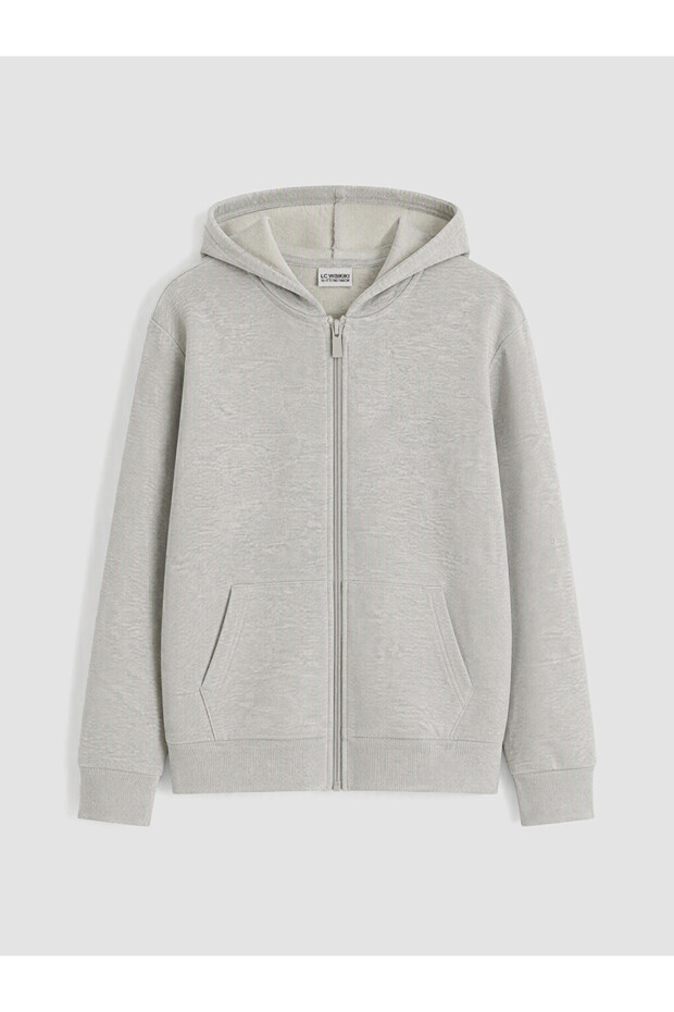 Gray Hooded Girls' Cardigan