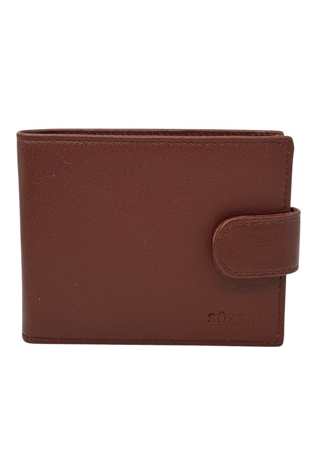 Horizontal Model Genuine Leather Classic Men's Wallet with Coin Compartment - Brown