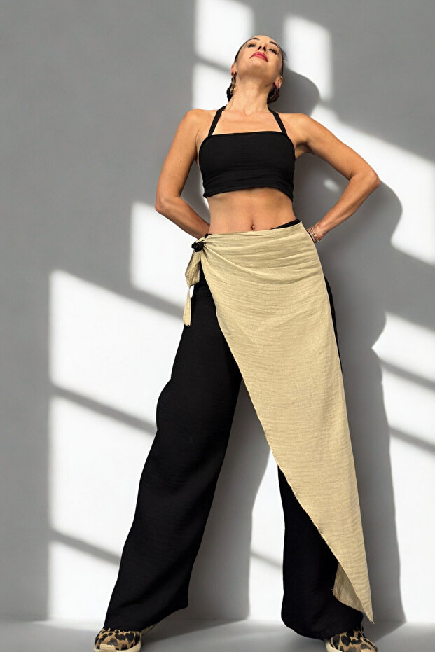 Asymmetric Front-Piece Design Pants