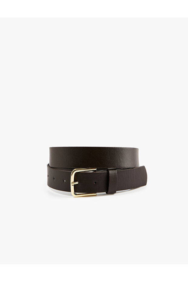 Faux Leather Belt with Metal Buckle Detail