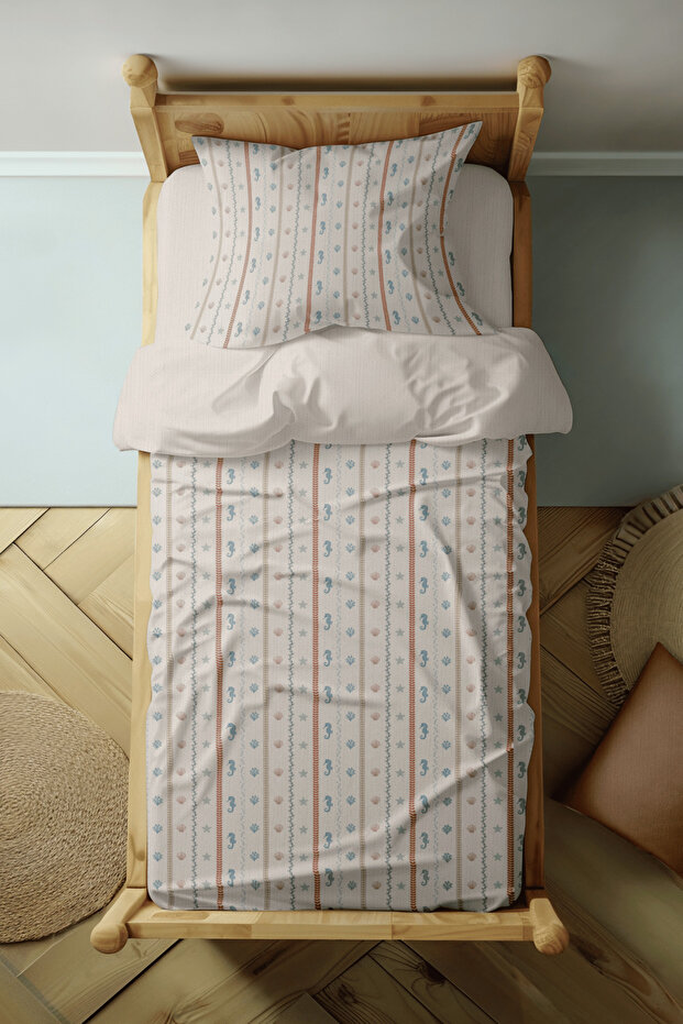 Coastal Stripe - Striped Patterned Single Hybrid Duvet Cover Set - Without Sheets