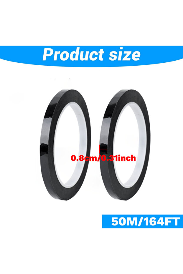 50m 8mmx50mx2pc 50M Black Film High Temperature Resistant Shading Waterproof Tape Graphic Whiteboard