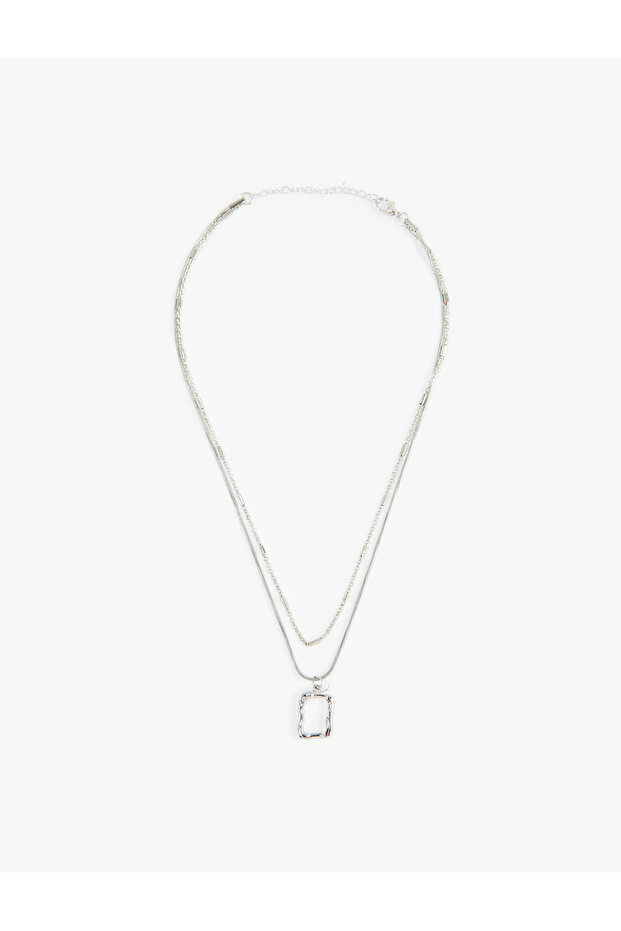 Geometric Charm Detailed Double Row Necklace