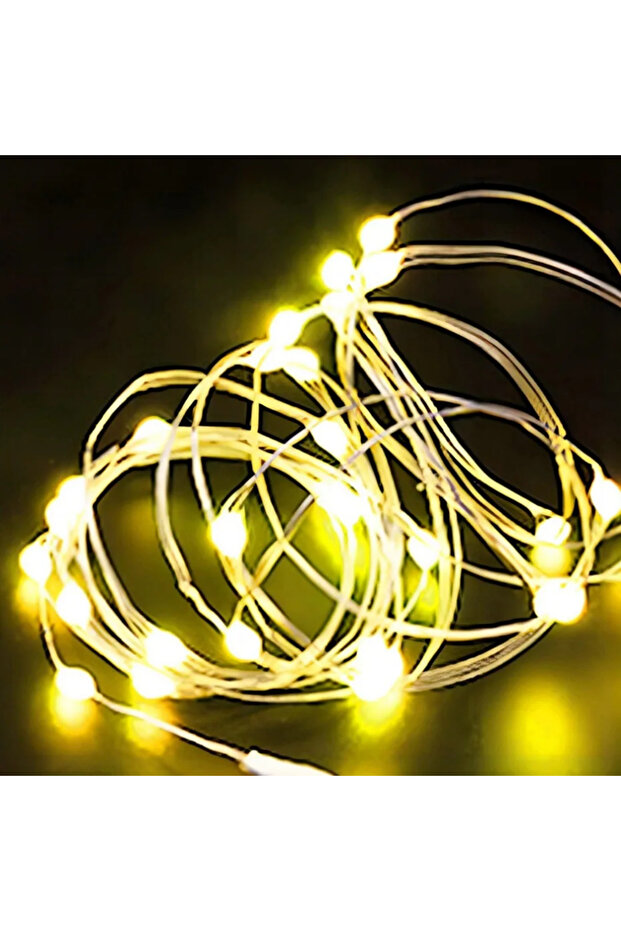أضواء خرافية LED صفراء بطول 5 أمتار - بدون بطارية، سلك نحاسي بطول 5 أمتار إلى 1 متر، تعمل بالبطارية، سلسلة أضواء LED للحفلات وحفلات الزفاف