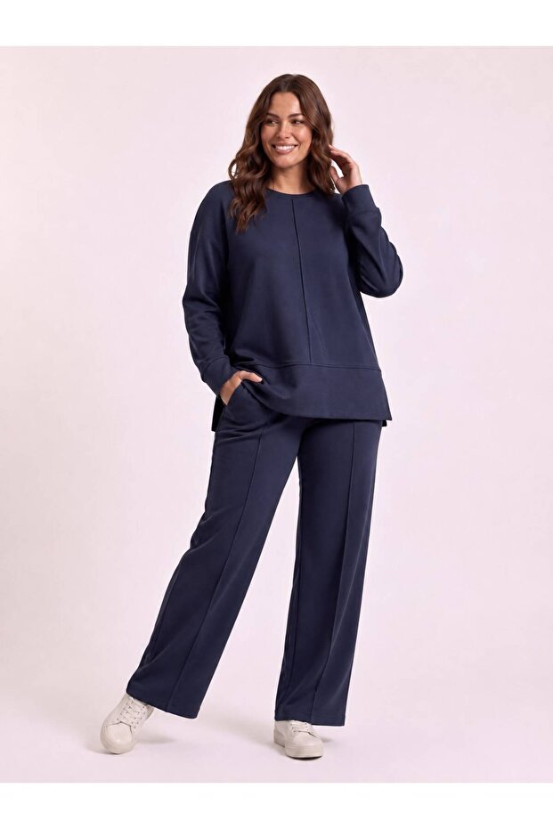 Plus size lycra modal fabric pocketed slit comfortable cut tracksuit set