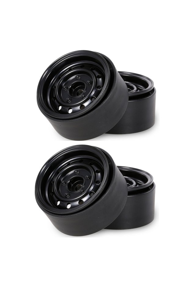 4PCS BLACK Deep Dish 1.9" Metal Beadlock Wheel Hub Rim for 1/10 RC Crawler Axial SCX10 II III 90046