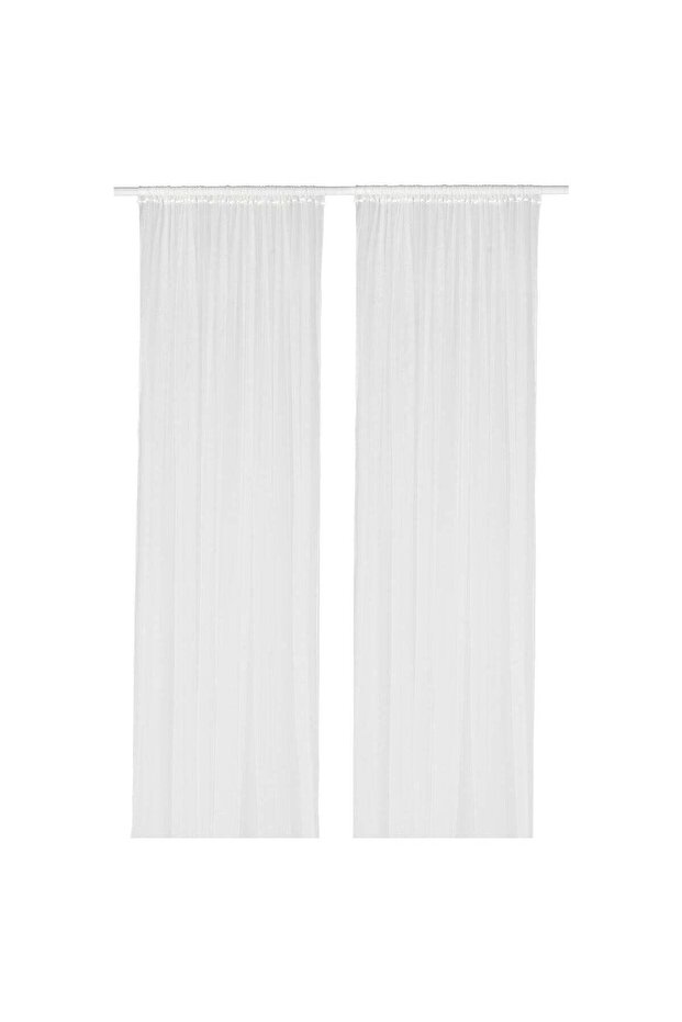 Sheer Net Curtains, 1 Pair, White with Rod Pocket, Polyester, 280x300 cm