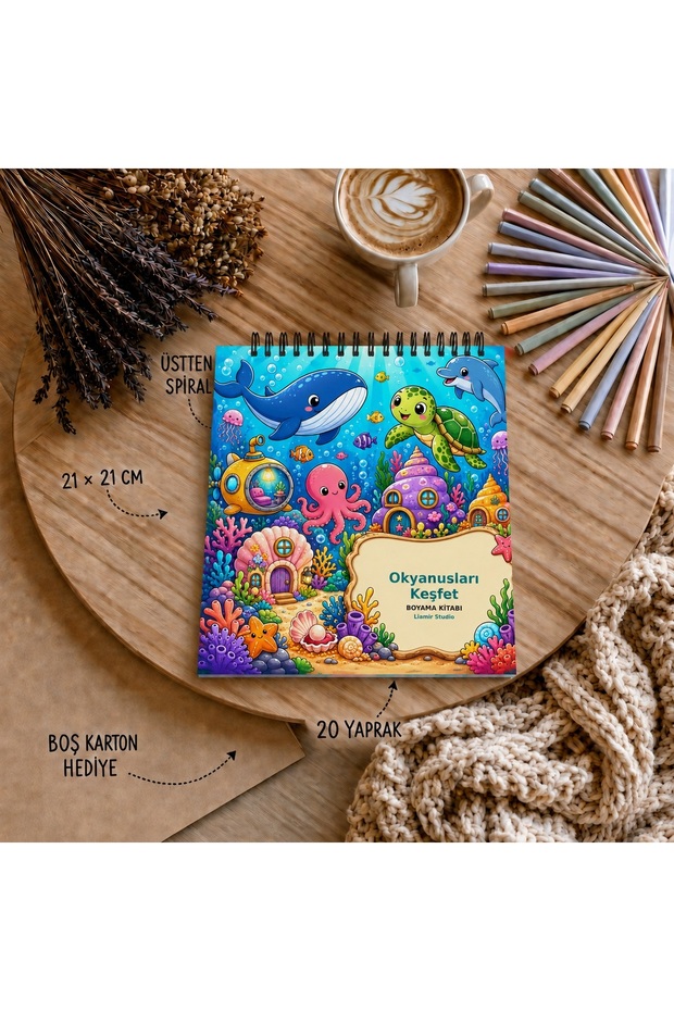 Coloring Book / Explore the Oceans Coloring / for Children and Adults / 21X21 cm / 20 Pages