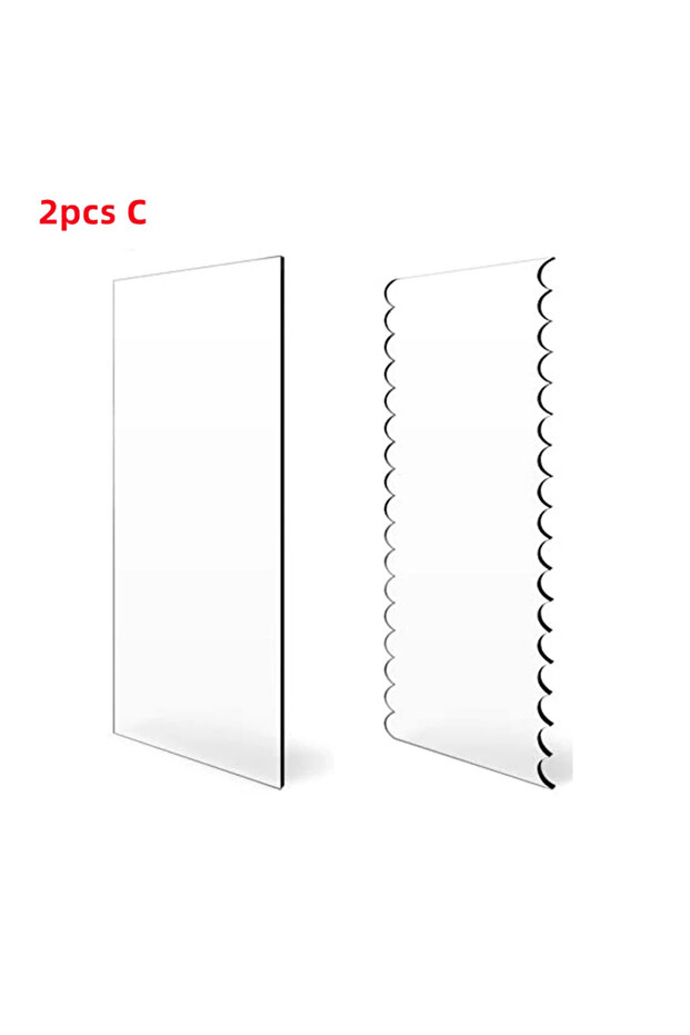 C 2pcs 2pcs Acrylic Cake Scraper Set Decorating Contour Stripe Cake Comb Saw Tooth Smoother Buttercr