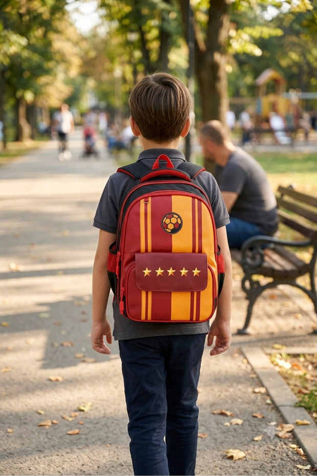3-Piece Fan Patterned Boys' School Bag Set with Lunch Box and Pen Holder