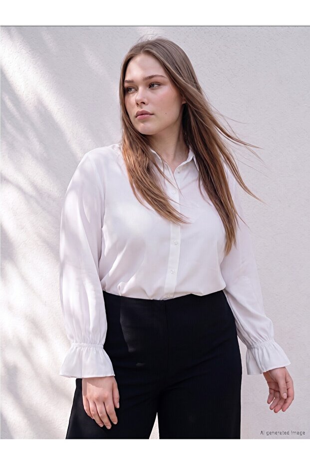 Trendlucky Plus Size Poplin Women's Shirt with Difference