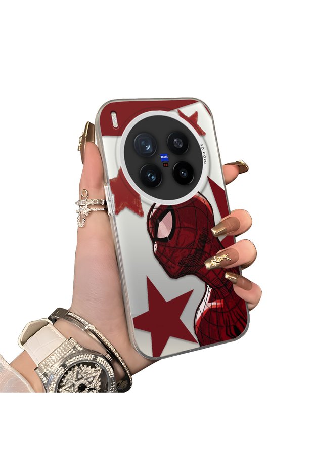 Vivo X300 Pro Compatible Hard Acrylic Back Silicone Edge Lens Protection Spiderman Case
