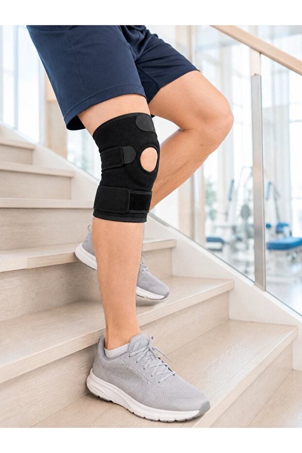 Black Ligament Knee Brace with Velcro Adjustable Short Knee Support
