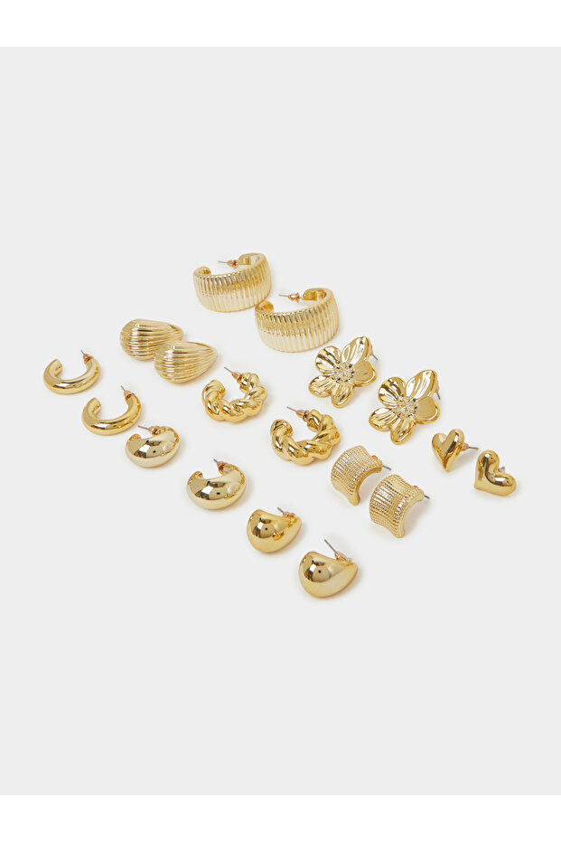 Pack of 9 - Gold Tone Casual Earring