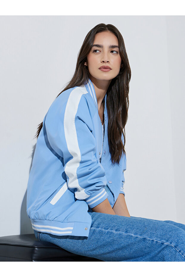 Blue Regular Fit Bomber Jacket