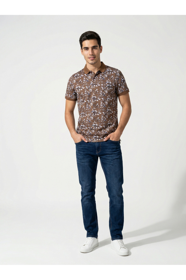 Brown Printed Polo