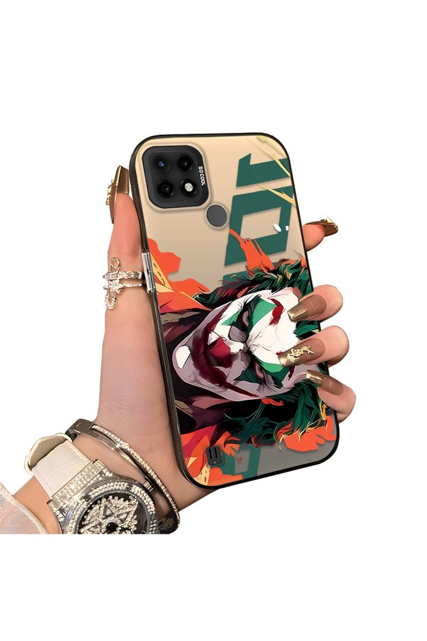 Realme C21 Compatible Hard Acrylic Back Silicone Edge Lens Protection Joker Case