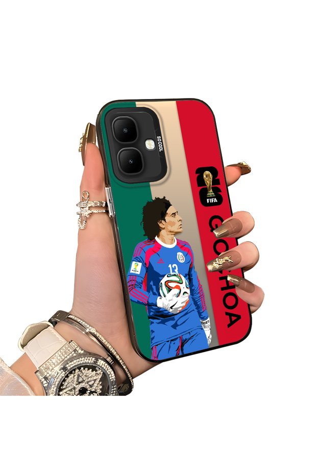 Infinix Smart 10 Compatible Hard Acrylic Back Silicone Edge Lens Protection Star Football Player Case