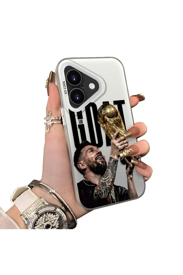 iPhone 16 Compatible Hard Acrylic Back Silicone Edge Lens Protection Star Football Player Case