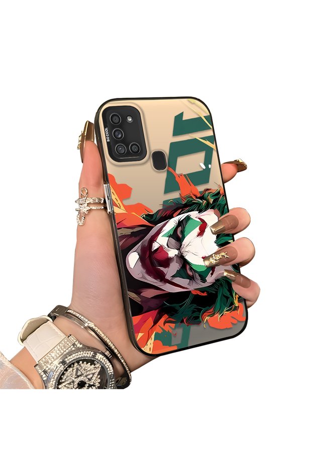 Samsung Galaxy A21S Compatible Hard Acrylic Back Silicone Edge Lens Protection Joker Case