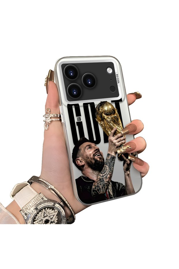iPhone 17 Pro Compatible Hard Acrylic Back Silicone Edge Lens Protection Star Football Player Case