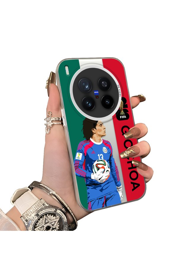 Vivo X300 Pro Compatible Hard Acrylic Back Silicone Edge Lens Protection Star Football Player Case