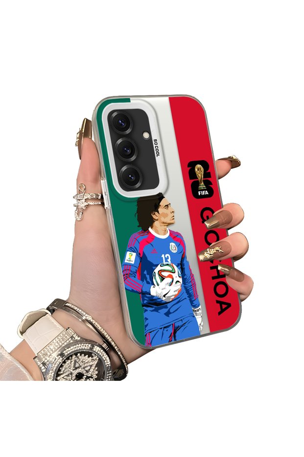 Samsung Galaxy S25 Compatible Hard Acrylic Back Silicone Edge Lens Protection Star Football Player Case