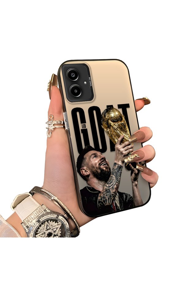 Samsung Galaxy A06 4G/5G Compatible Hard Acrylic Back Silicone Edge Lens Protection Star Football Player Case