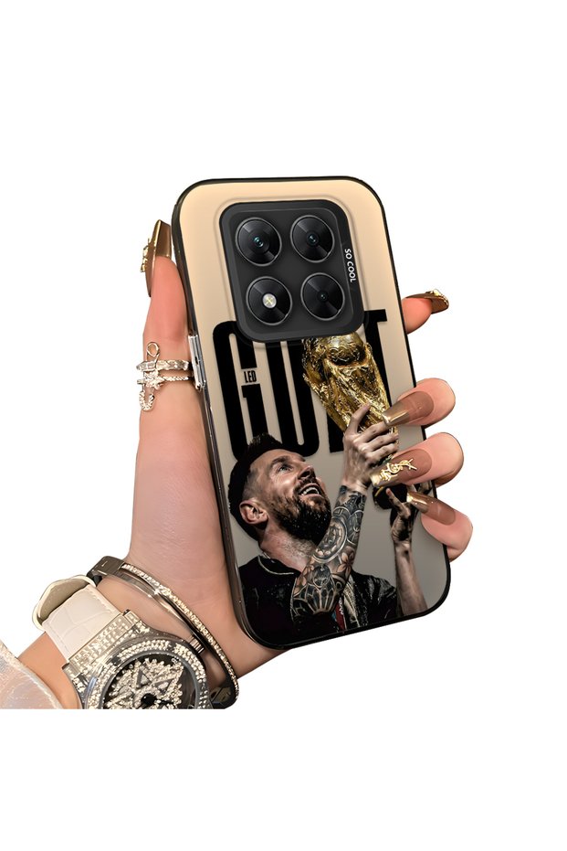 Xiaomi Poco X7 Compatible Hard Acrylic Back Silicone Edge Lens Protection Star Football Player Case
