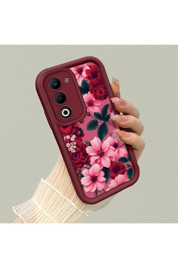 Oppo A5 4G/5G Compatible Pink Ground Vivid Color Flower Pattern Shock Resistant Silicone Case